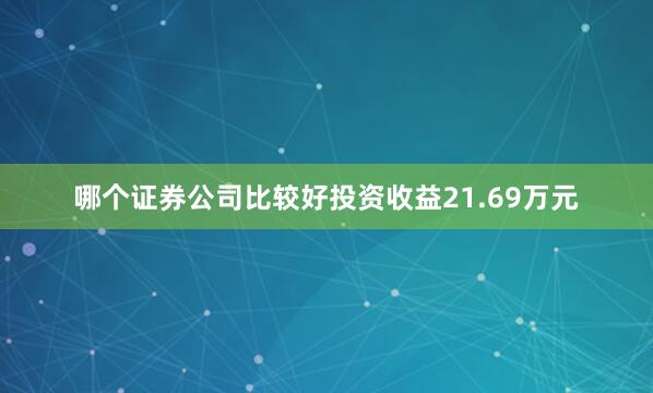 哪个证券公司比较好投资收益21.69万元